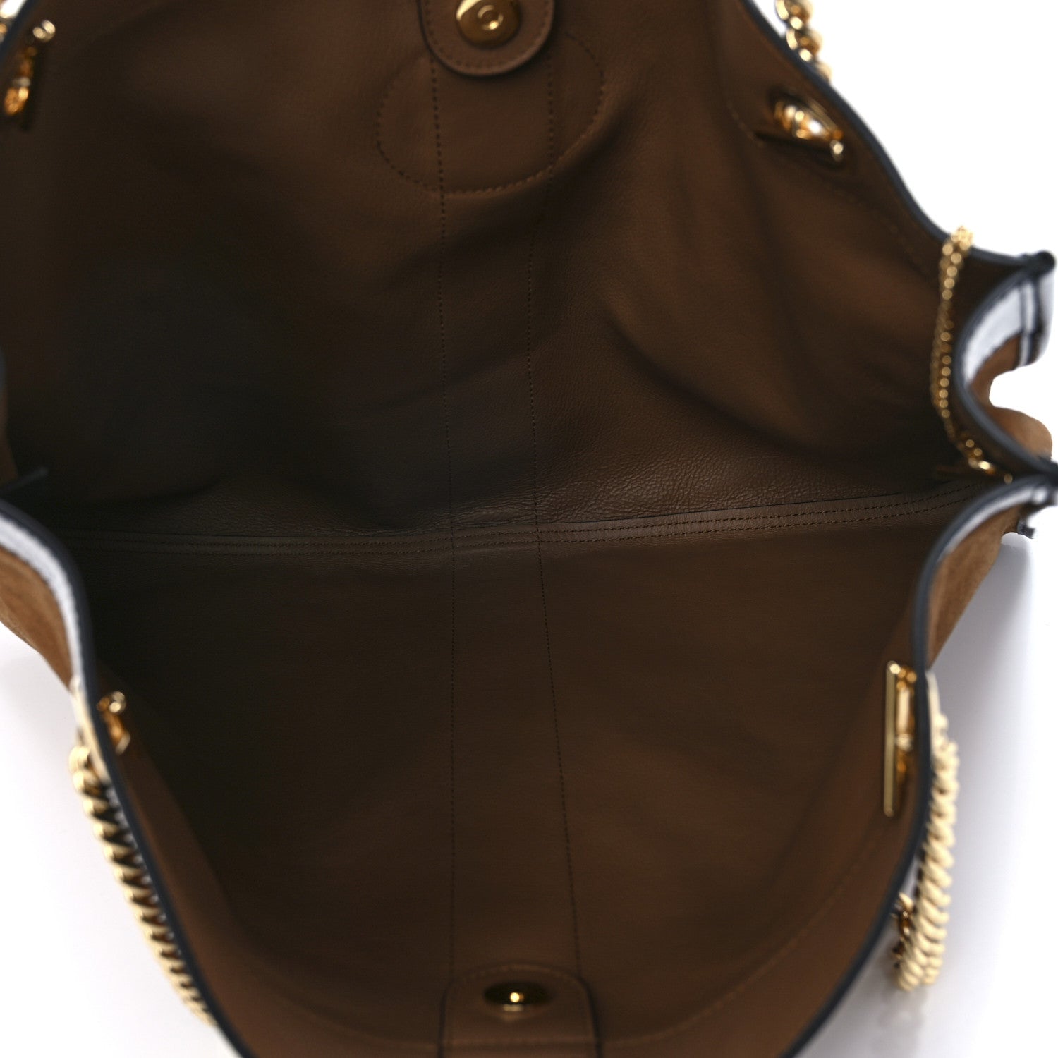 Gucci Suede Patent Large Rajah Chain Tote Nocciola Black 6 of 10
