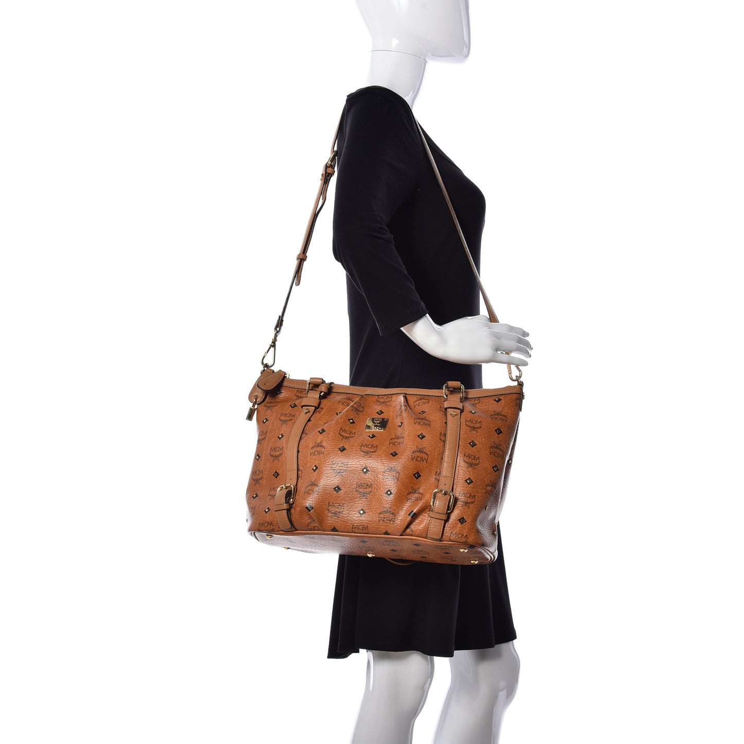 Visetos Studded Medium Essentials Shopper Tote Cognac