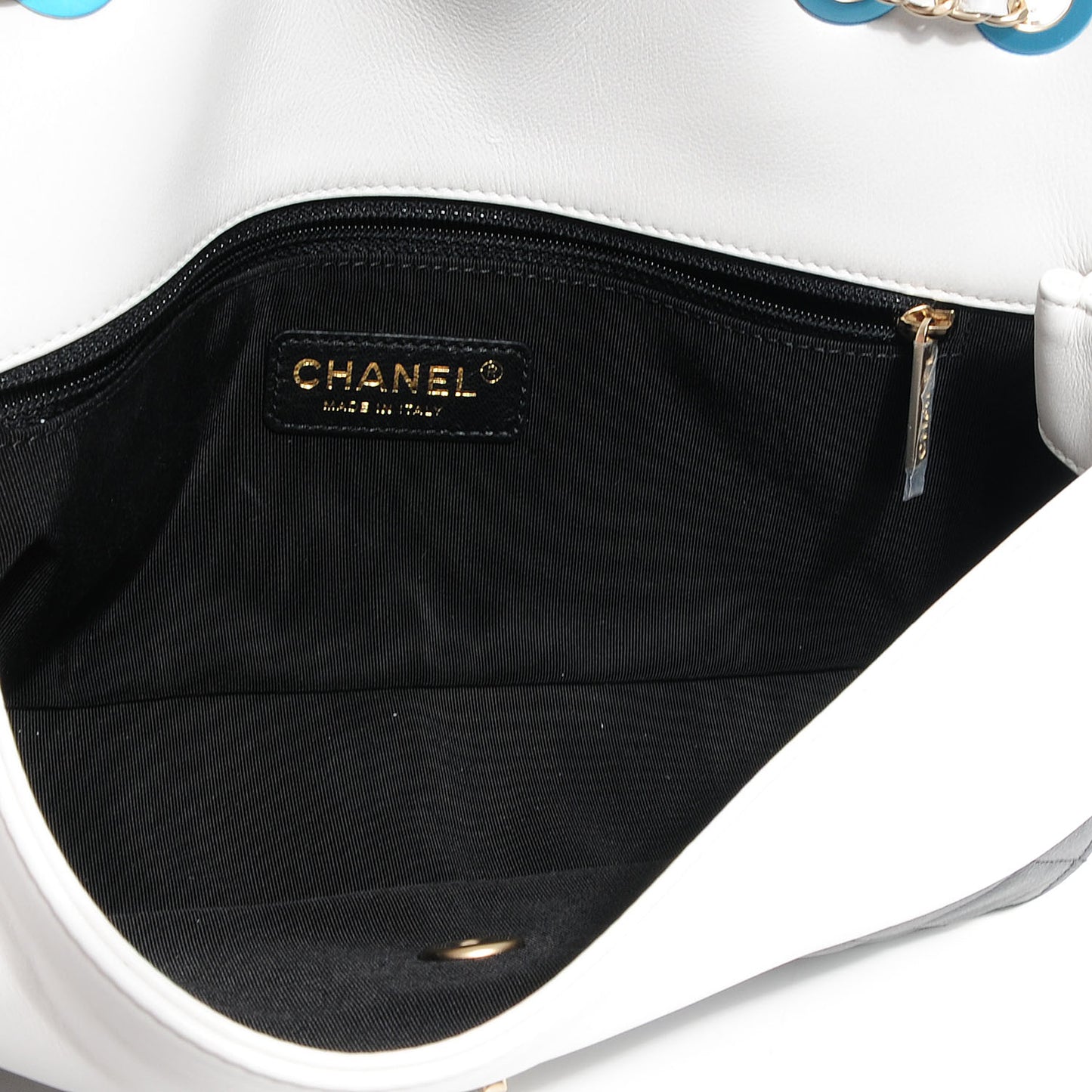 Calfskin Quilted Graphic Medium Flap Bag Black White