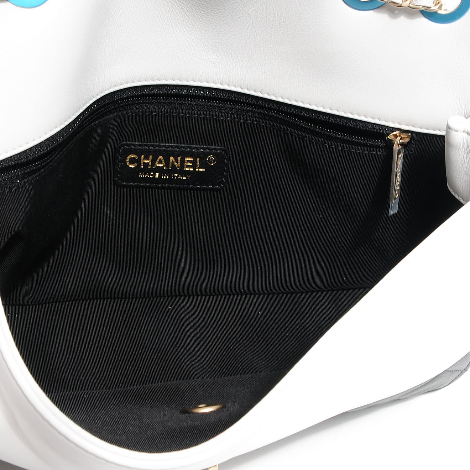 Chanel Calfskin Quilted Graphic Medium Flap Bag Black White 8 of 9