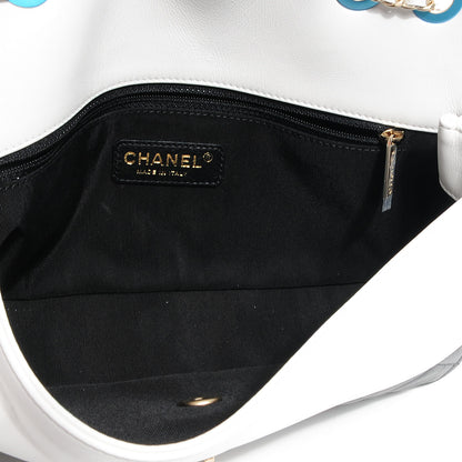 Chanel Calfskin Quilted Graphic Medium Flap Bag Black White 8 of 9