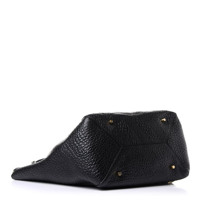 Burberry Signature Grain Calfskin Check Embossed Small Canterbury Tote Black 5 of 14