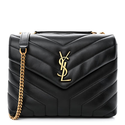 Saint Laurent Calfskin Y Quilted Monogram Small Loulou Chain Satchel Black 1 of 13