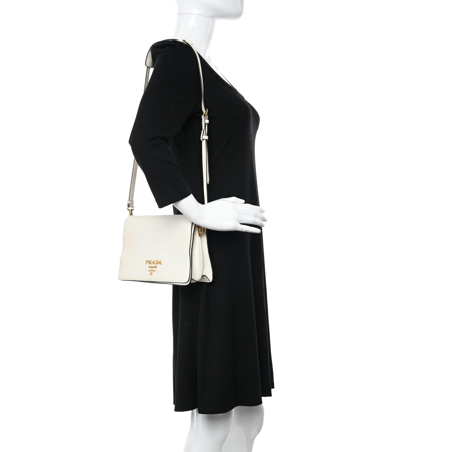 Prada Vitello Daino Crossbody Flap White 2 of 17