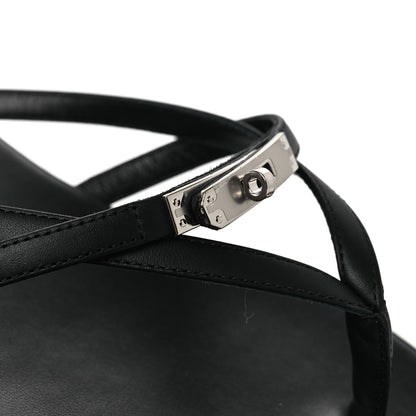 Hermes Calfskin Miss Sandals 39 Black 10 of 11