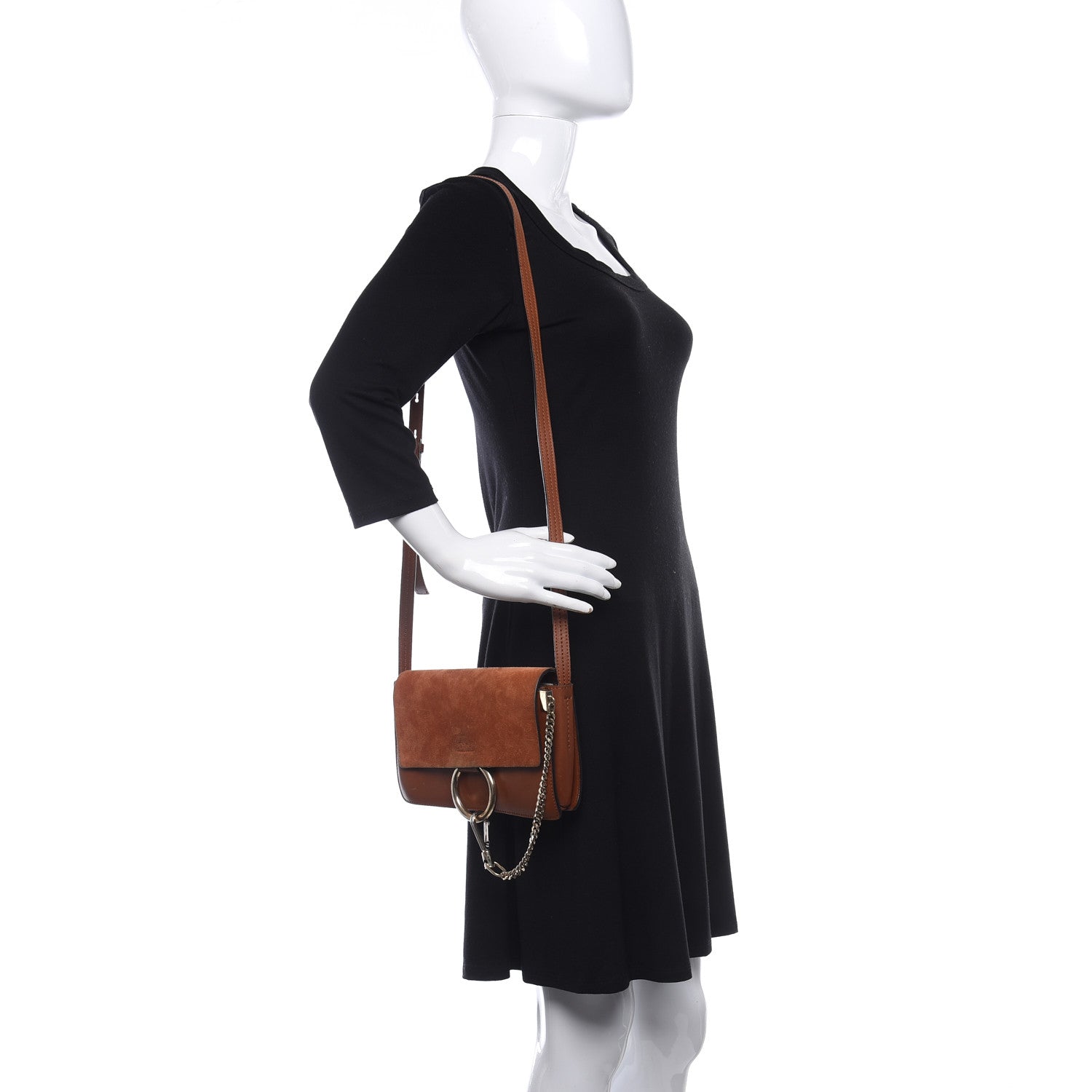 Chloe Suede Calfskin Small Faye Shoulder Bag Tobacco 2 of 8