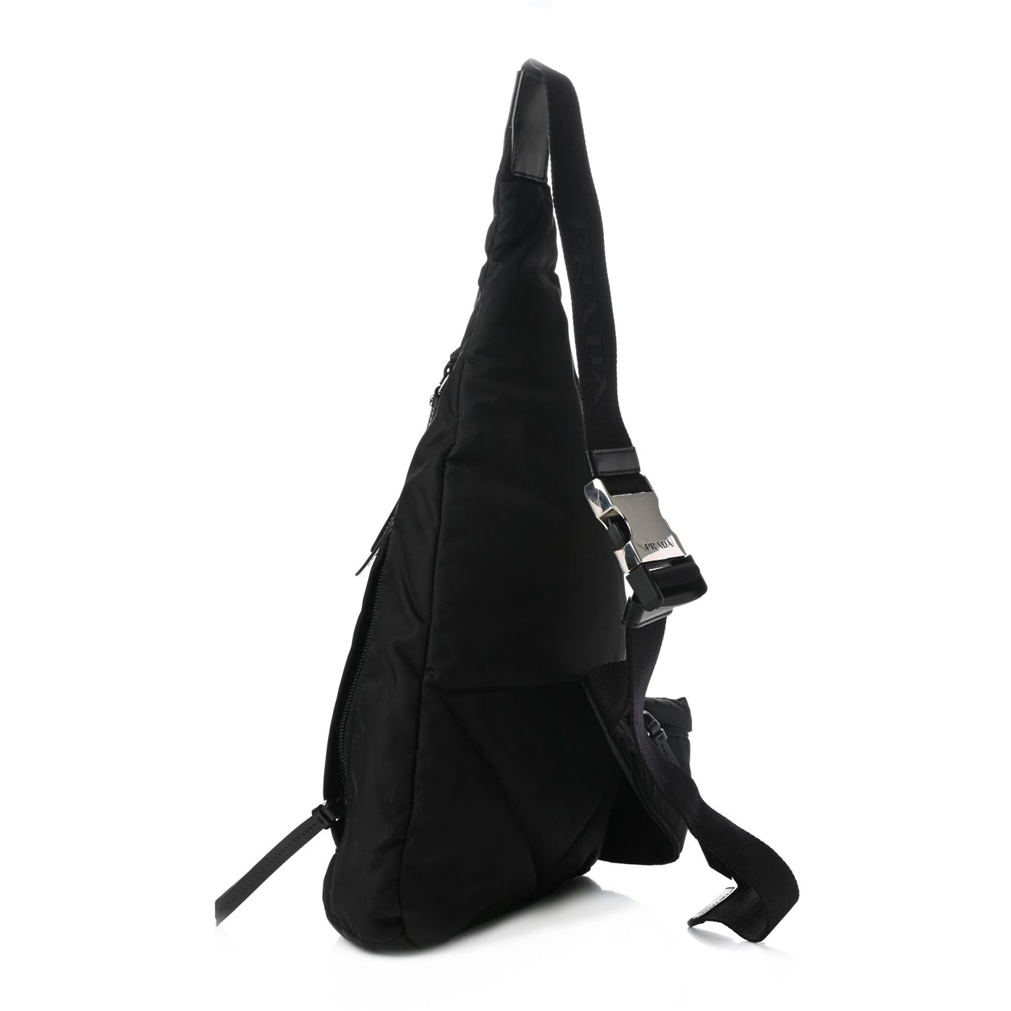 Re-Nylon Vitello Metal Triangle Logo Sling Backpack Black