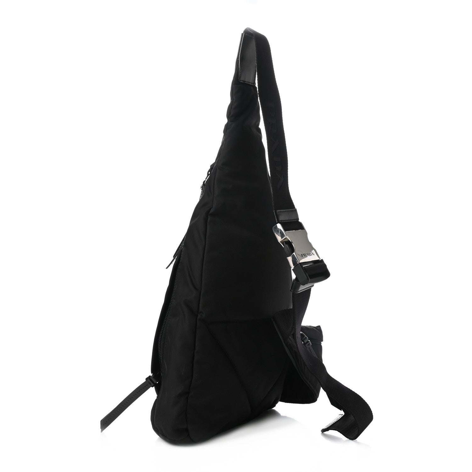 Prada Re-Nylon Vitello Metal Triangle Logo Sling Backpack Black 3 of 8