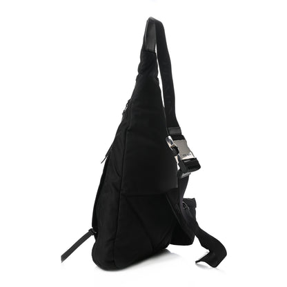 Prada Re-Nylon Vitello Metal Triangle Logo Sling Backpack Black 3 of 8