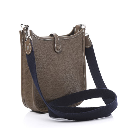 Hermes Taurillon Clemence Amazone Evelyne TPM Etoupe Bleu Indigo 2 of 10