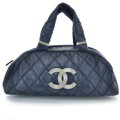 Chanel Lambskin Bowler Navy Blue 1 of 7