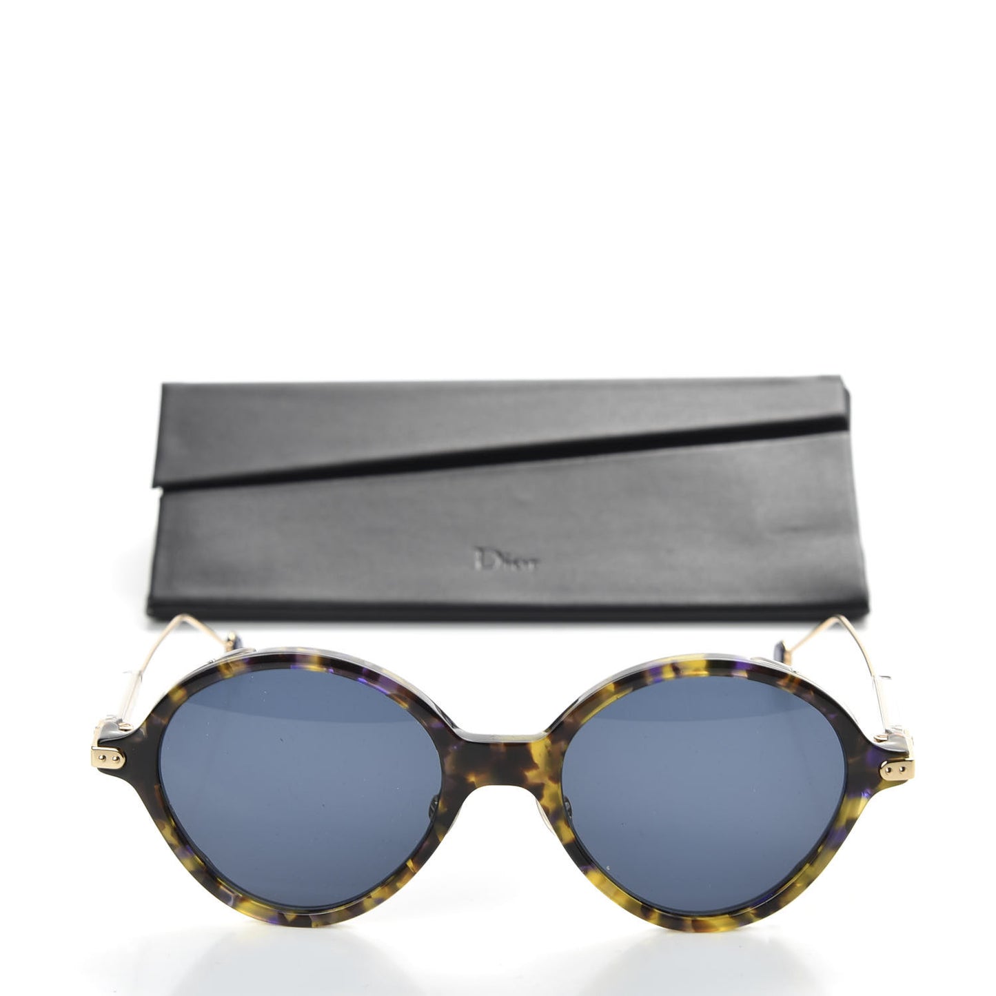Acetate Leaf Print Umbrage Round Sunglasses Blue Foliage