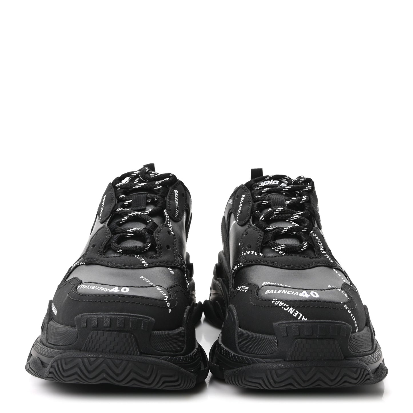 Technical Fabric Allover Logo Mens Triple S Sneakers 40 Black White