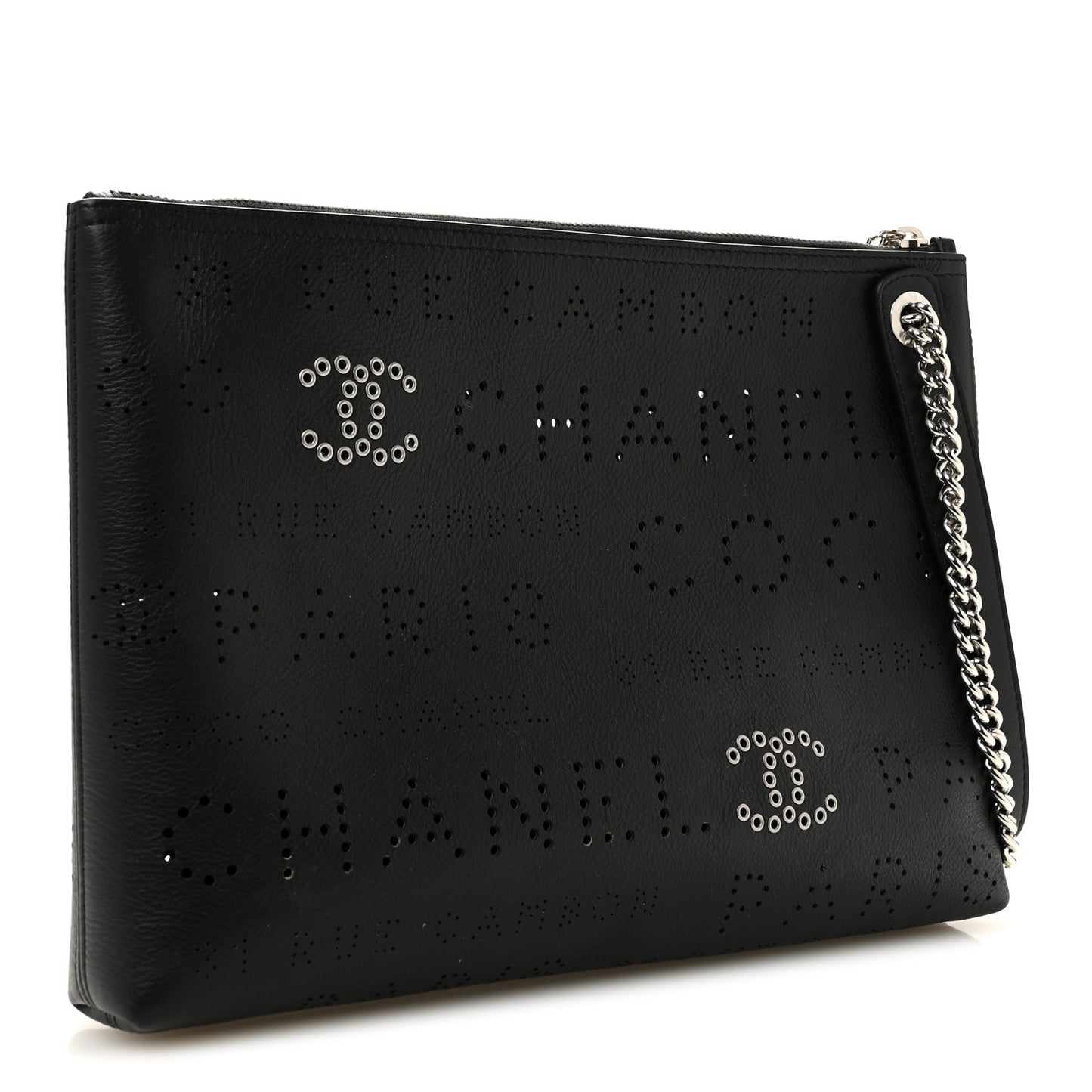 Calfskin Eyelets Clutch Black
