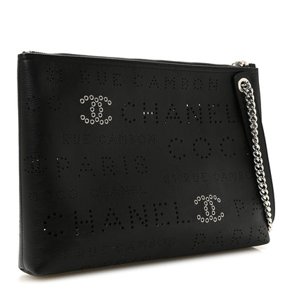 Chanel Calfskin Eyelets Clutch Black 3 of 7