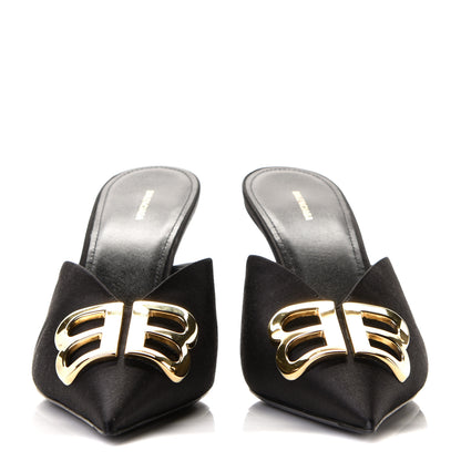 Balenciaga Satin Pointed Toe BB 80mm Mules 40 Black 5 of 9