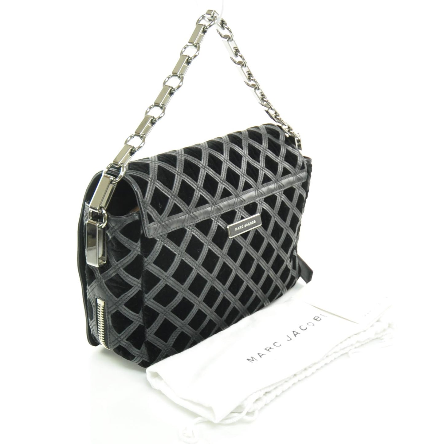 Pony Hair and Suede Lattice Flash Chain Bag Black