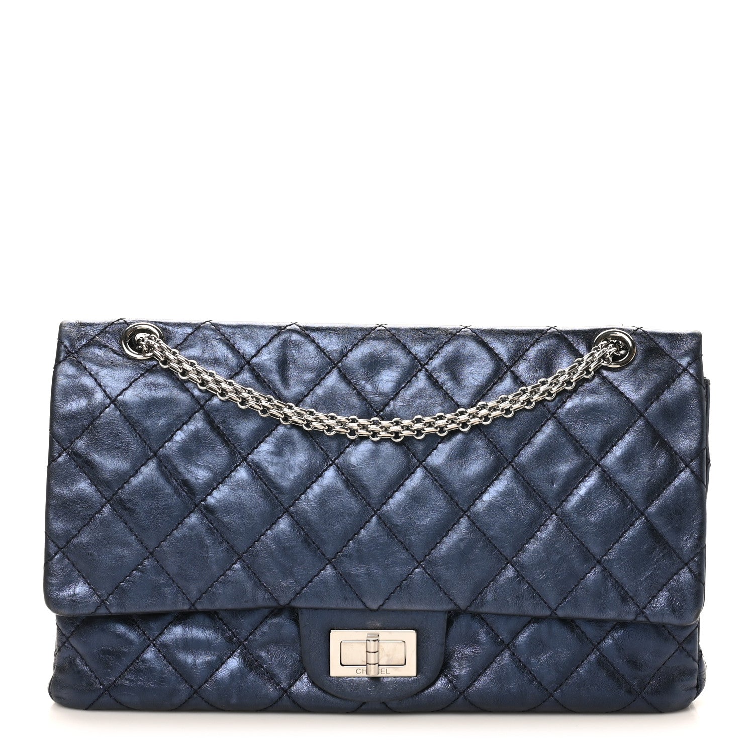 Chanel Metallic Aged Calfskin Quilted 2.55 Reissue 227 Flap Blue 1 of 11