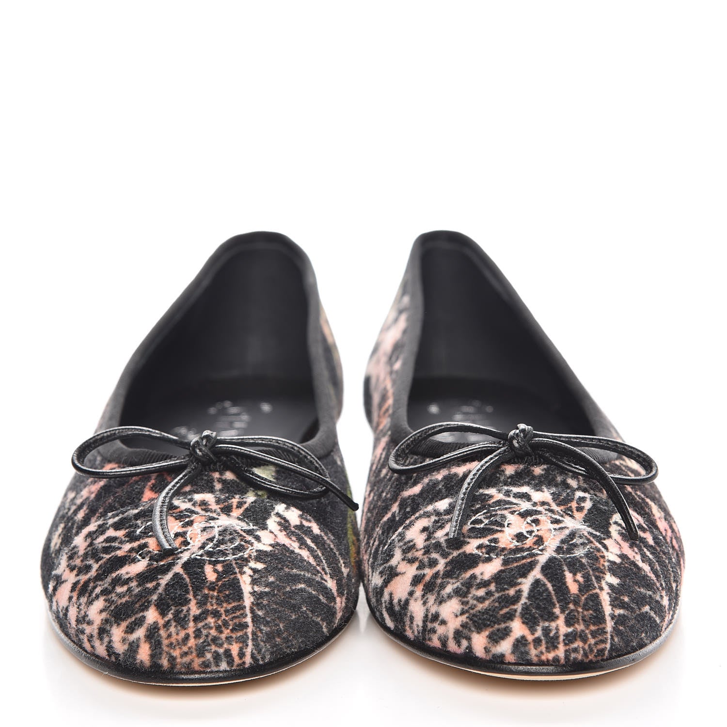Chanel Printed Tweed Ballerina Flats 37 Black Ecru Red Green 2 of 9