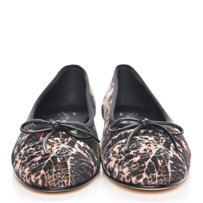 Chanel Printed Tweed Ballerina Flats 37 Black Ecru Red Green 2 of 9