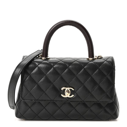 Chanel Caviar Lizard Embossed Quilted Mini Coco Handle Flap Black 1 of 10
