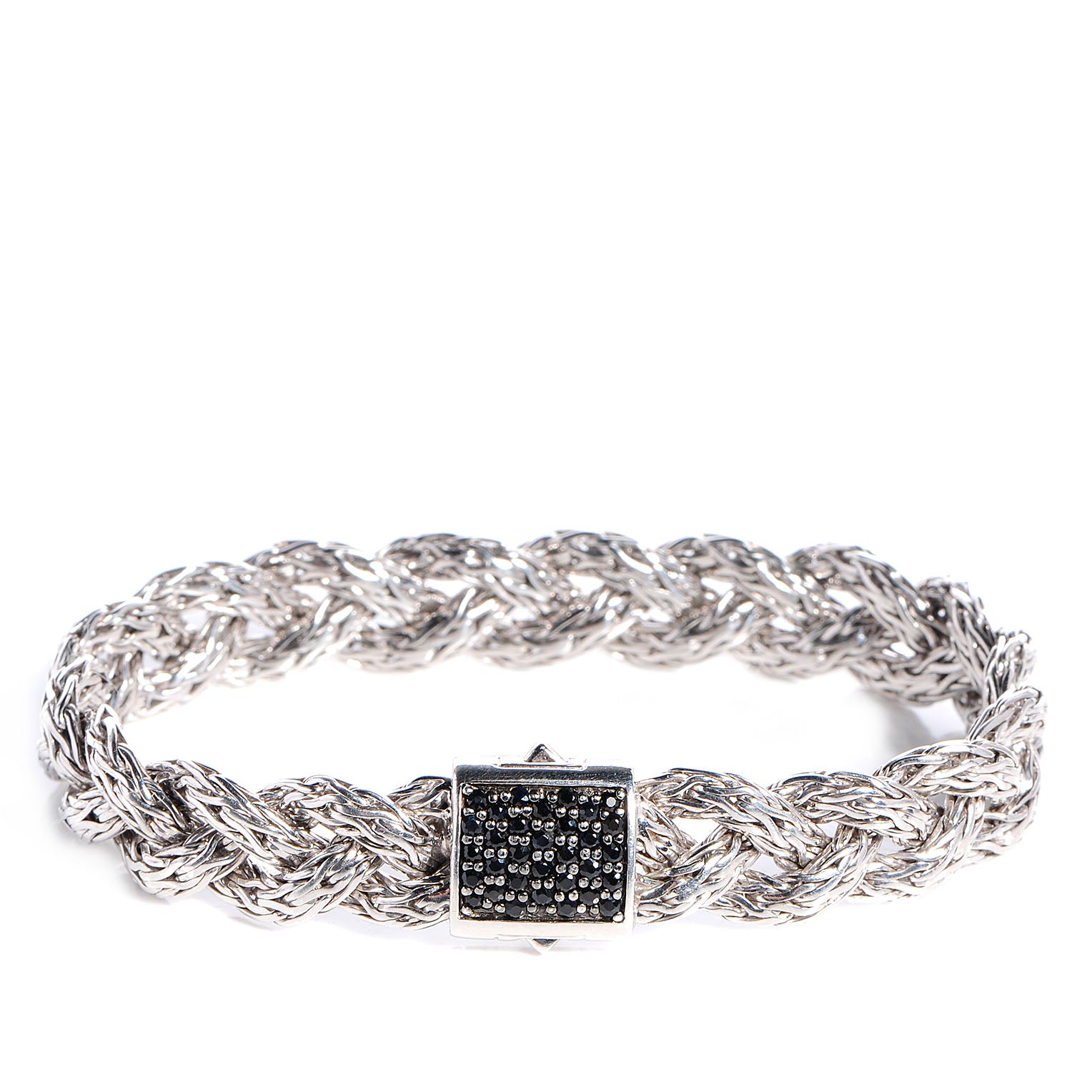 John Hardy Sterling Silver Black Sapphire 15mm Braided Classic Chain Bracelet 1 of 5
