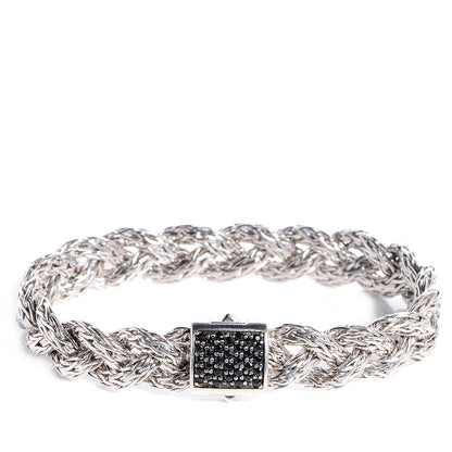 John Hardy Sterling Silver Black Sapphire 15mm Braided Classic Chain Bracelet 1 of 5
