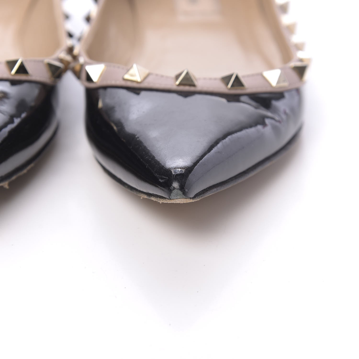 Valentino Garavani Patent Nappa Rockstud Ballerina Flats 38 Black Poudre 14 of 14