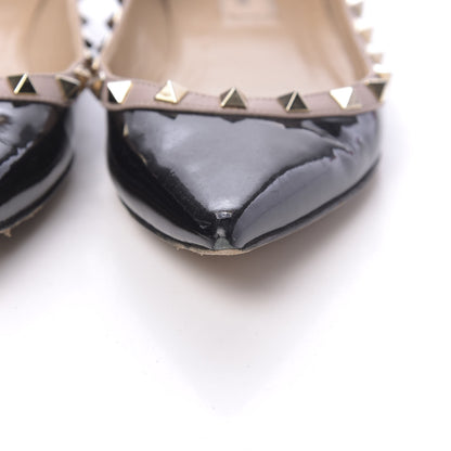 Valentino Garavani Patent Nappa Rockstud Ballerina Flats 38 Black Poudre 14 of 14