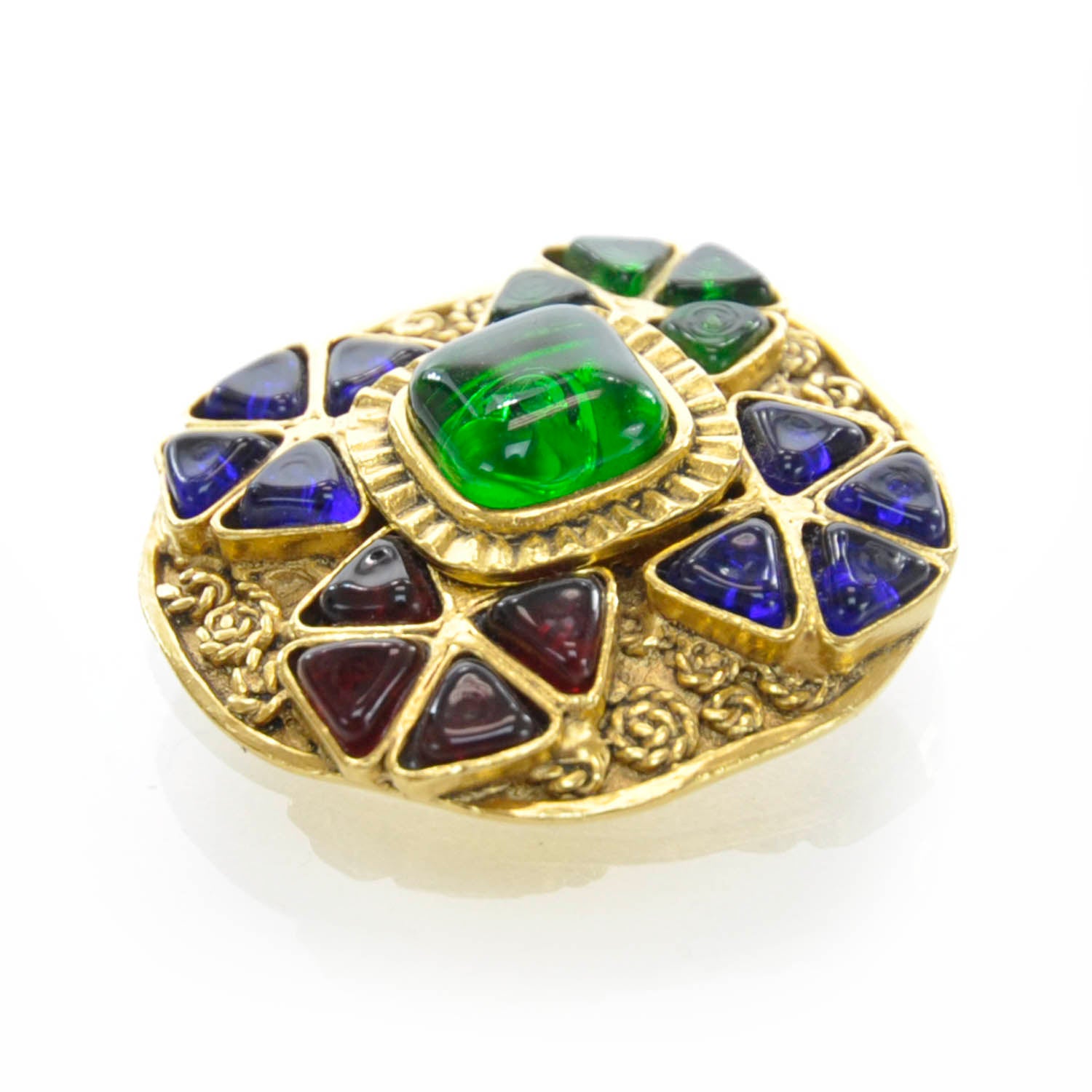 Chanel Gripoix Poured Glass Brooch Gold 94A 1 of 7