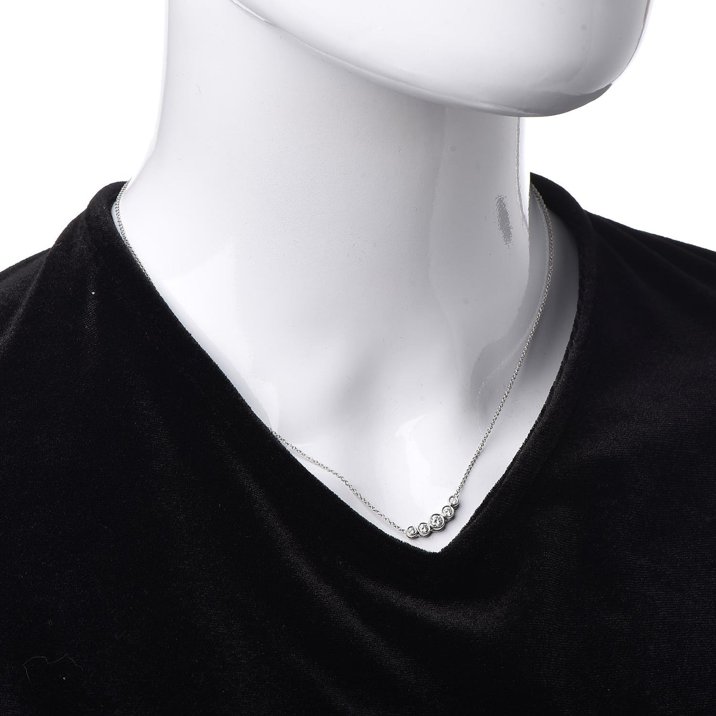 Platinum Diamond Jazz Graduated Pendant Necklace