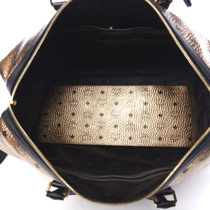MCM Metallic Visetos Medium Traveler Weekender Bag Gold 4 of 8
