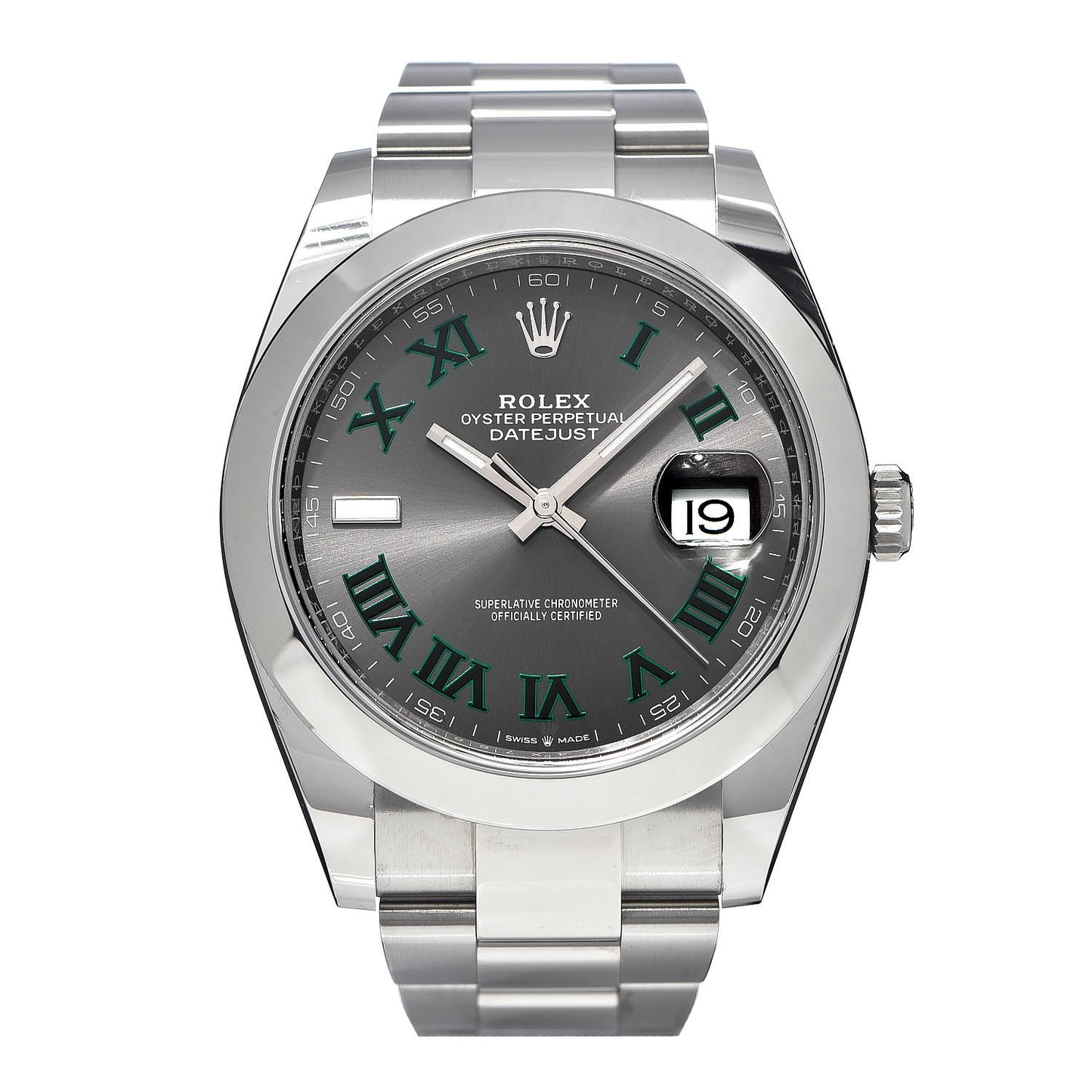 Stainless Steel 41mm Oyster Perpetual Wimbledon Datejust Watch Slate 126300