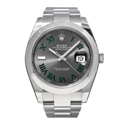 Rolex Stainless Steel 41mm Oyster Perpetual Wimbledon Datejust Watch Slate 126300 1 of 8