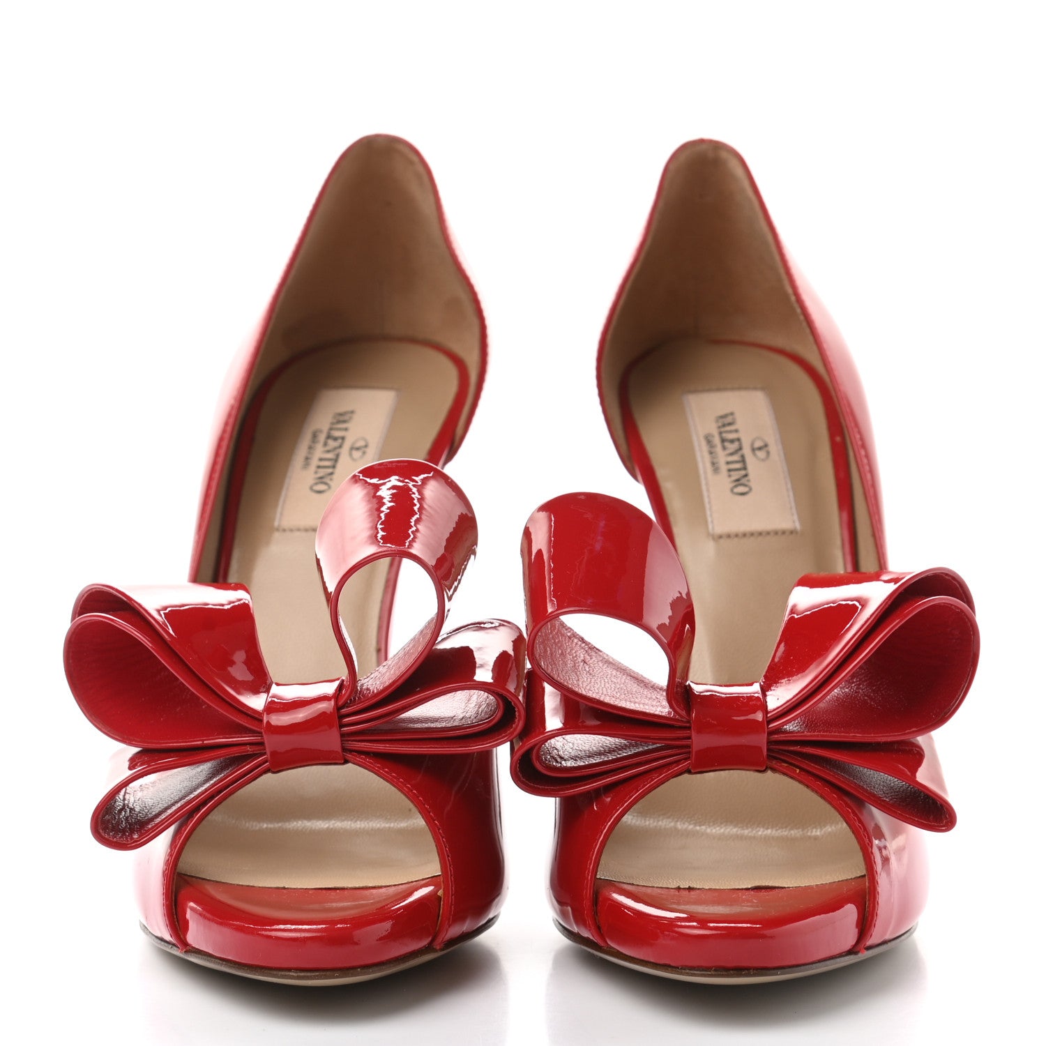 Valentino Garavani Patent Couture Bow Peep Toe d'Orsay 15/110mm Pumps 36.5 Rosso Valentino 2 of 9