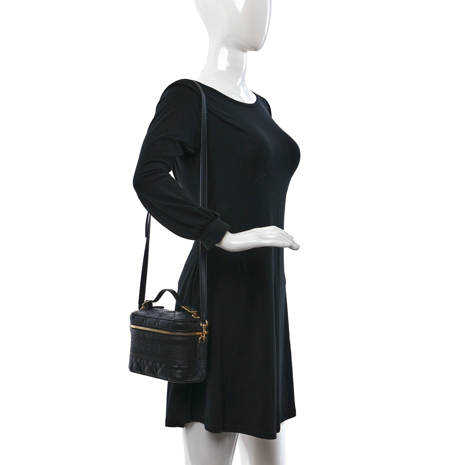 Christian Dior Lambskin Cannage Small Diortravel Vanity Case Black 2 of 8