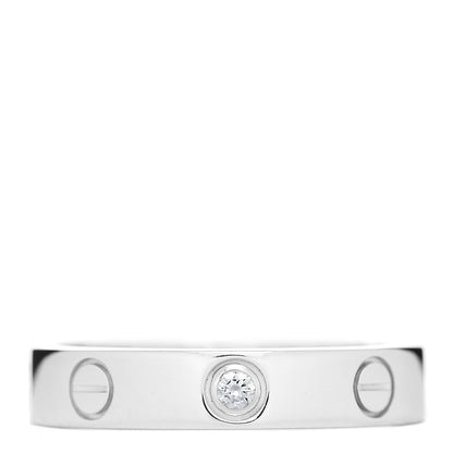 Cartier 18K White Gold Diamond 4mm LOVE Wedding Band Ring 51 5.75 1 of 4