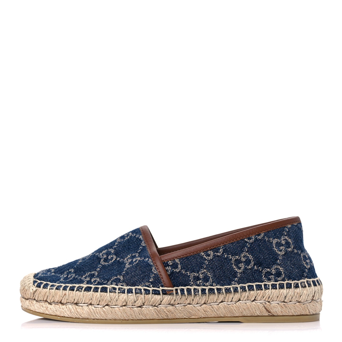 Denim GG Monogram Espadrilles 35 Blue Tea Cuir