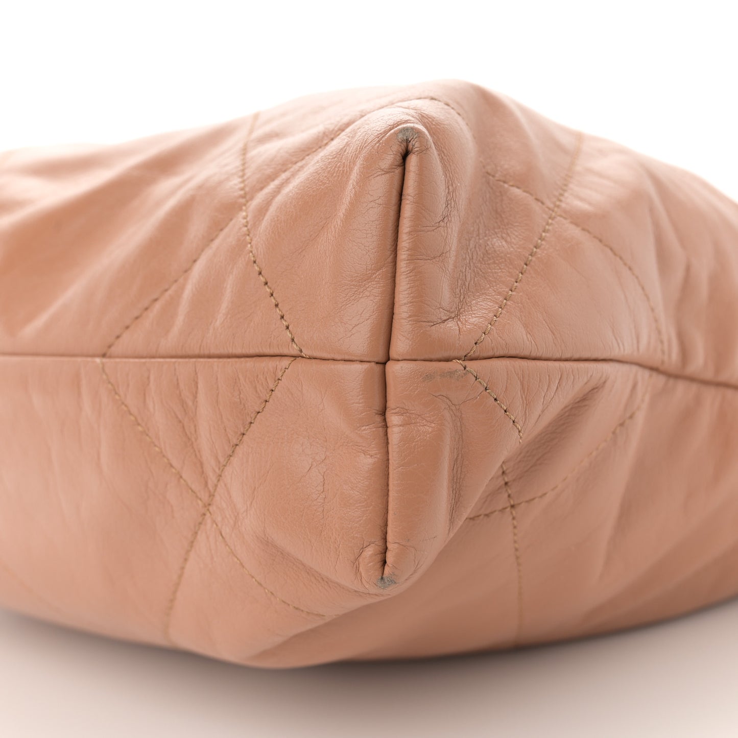 Shiny Calfskin Quilted Small Chanel 22 Beige
