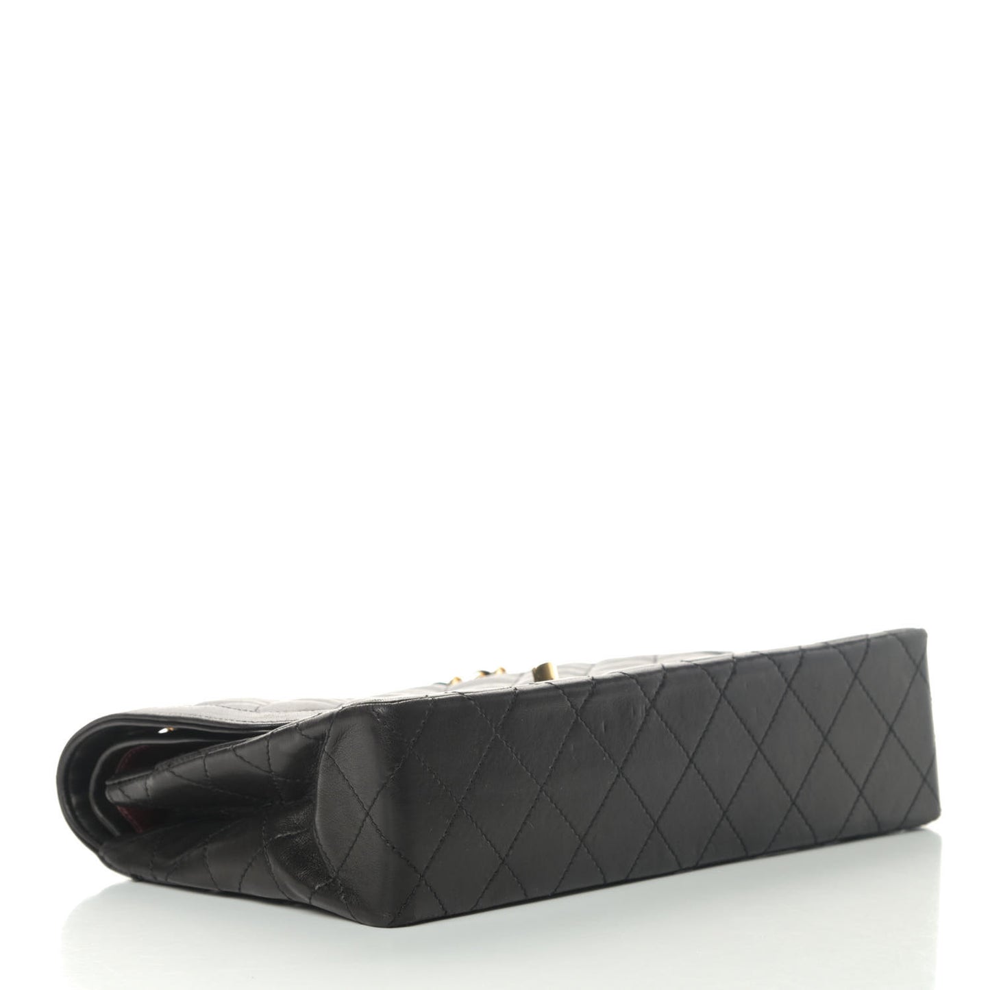 Lambskin Quilted Medium Double Flap Black