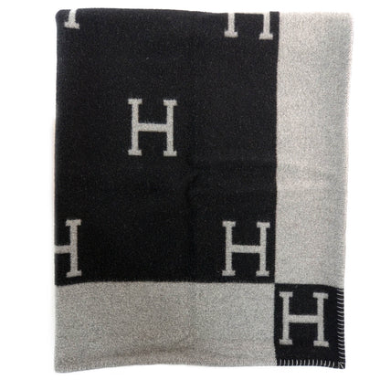 Hermes Wool Cashmere Signature Avalon Blanket Black 1 of 4