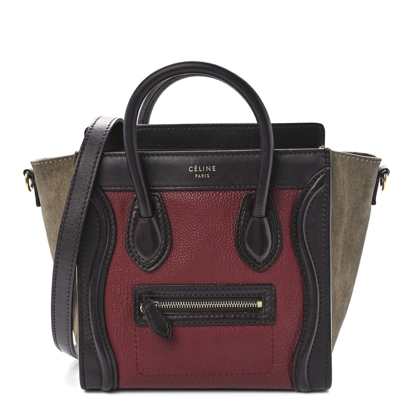Calfskin Suede Nano Tri-Color Luggage Burgundy