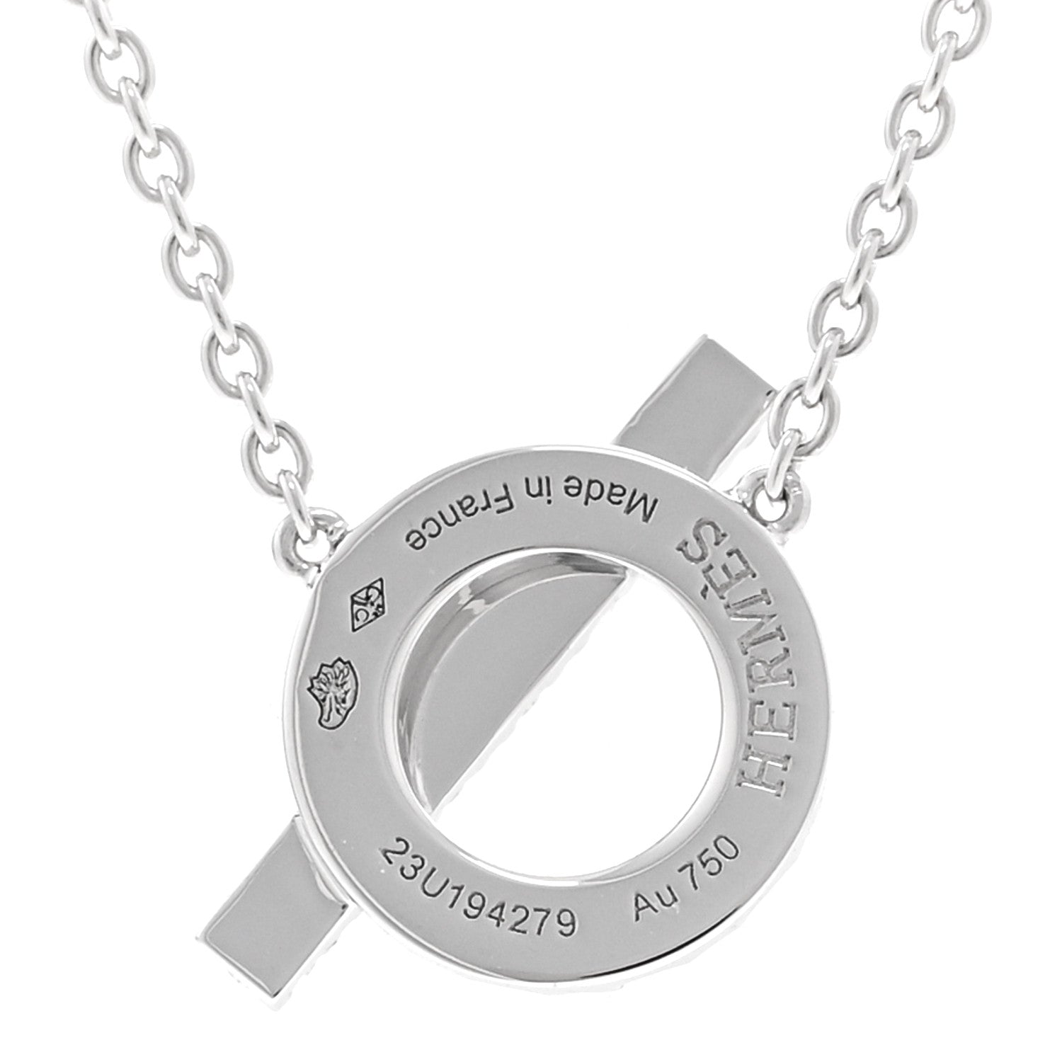 Hermes 18K White Gold Diamond Finesse Pendant Necklace 5 of 6