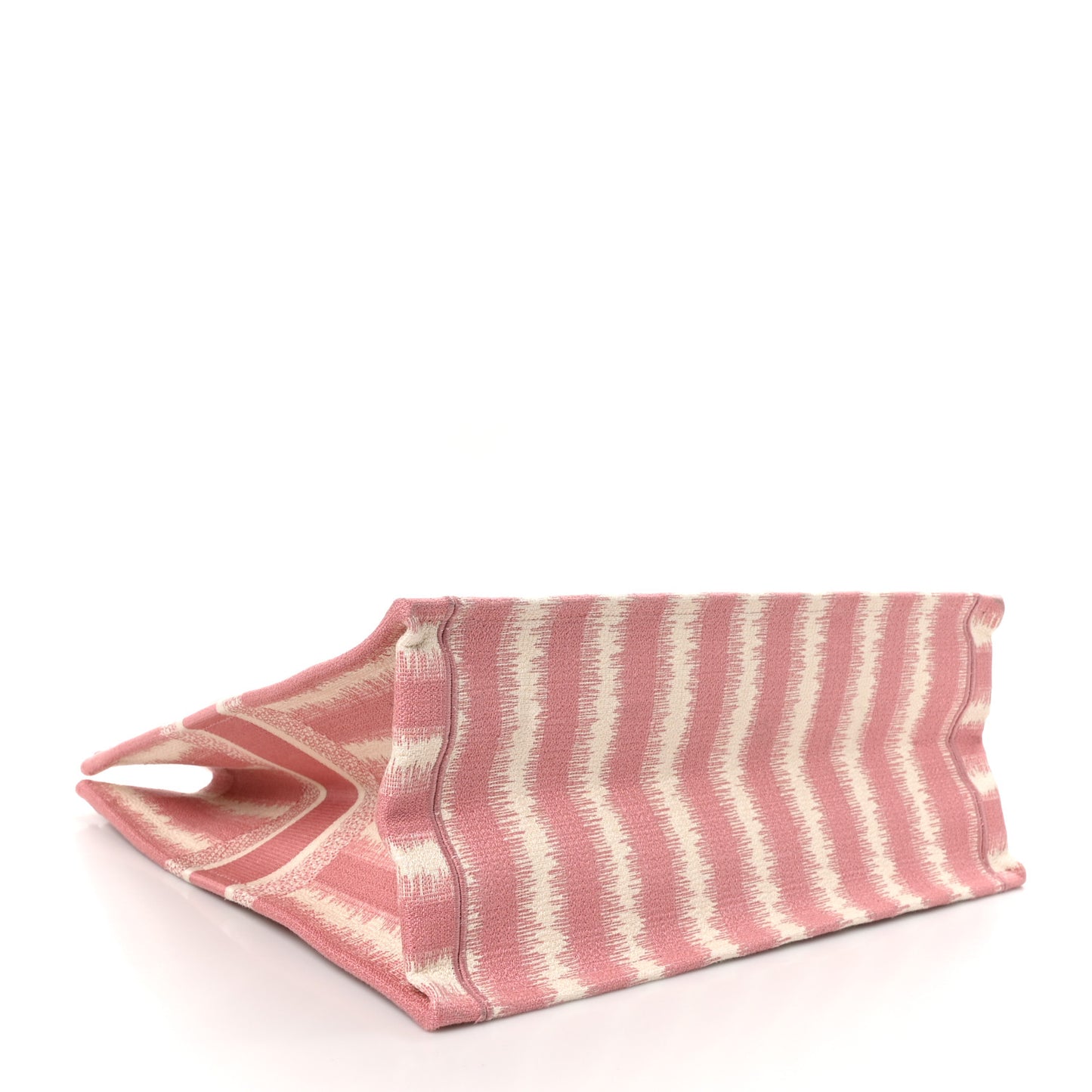 Canvas Embroidered Large Striped Book Tote Pink