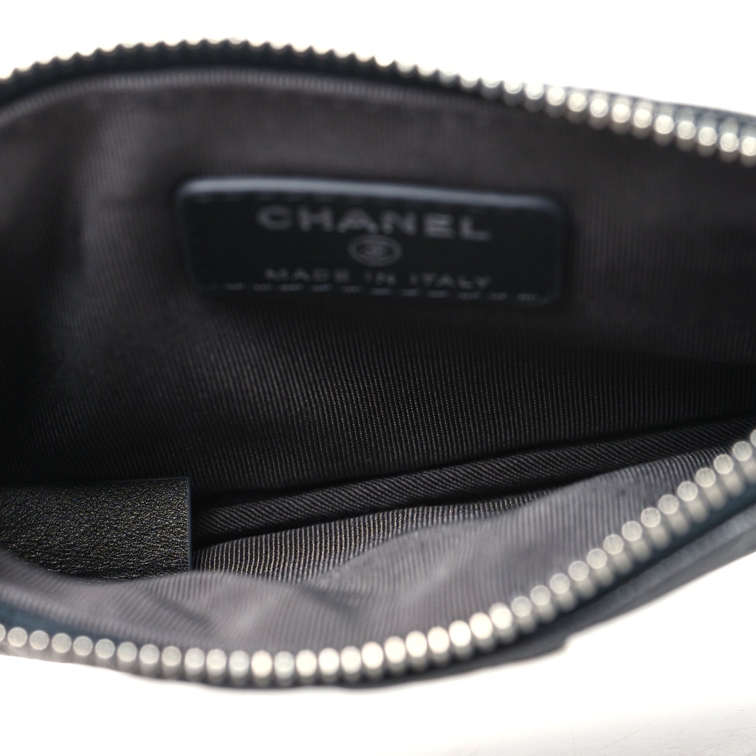 Chanel Goatskin Camellia Embossed Cosmetic Pouch Anthracite 5 of 11