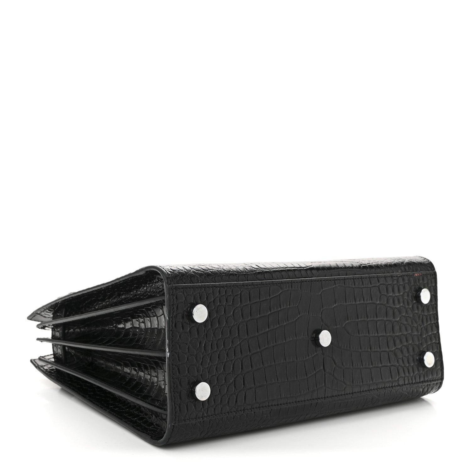 Saint Laurent Calfskin Crocodile Embossed Baby Sac De Jour Black 4 of 13