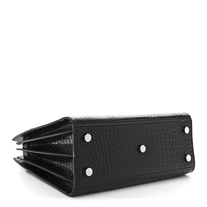 Saint Laurent Calfskin Crocodile Embossed Baby Sac De Jour Black 4 of 13