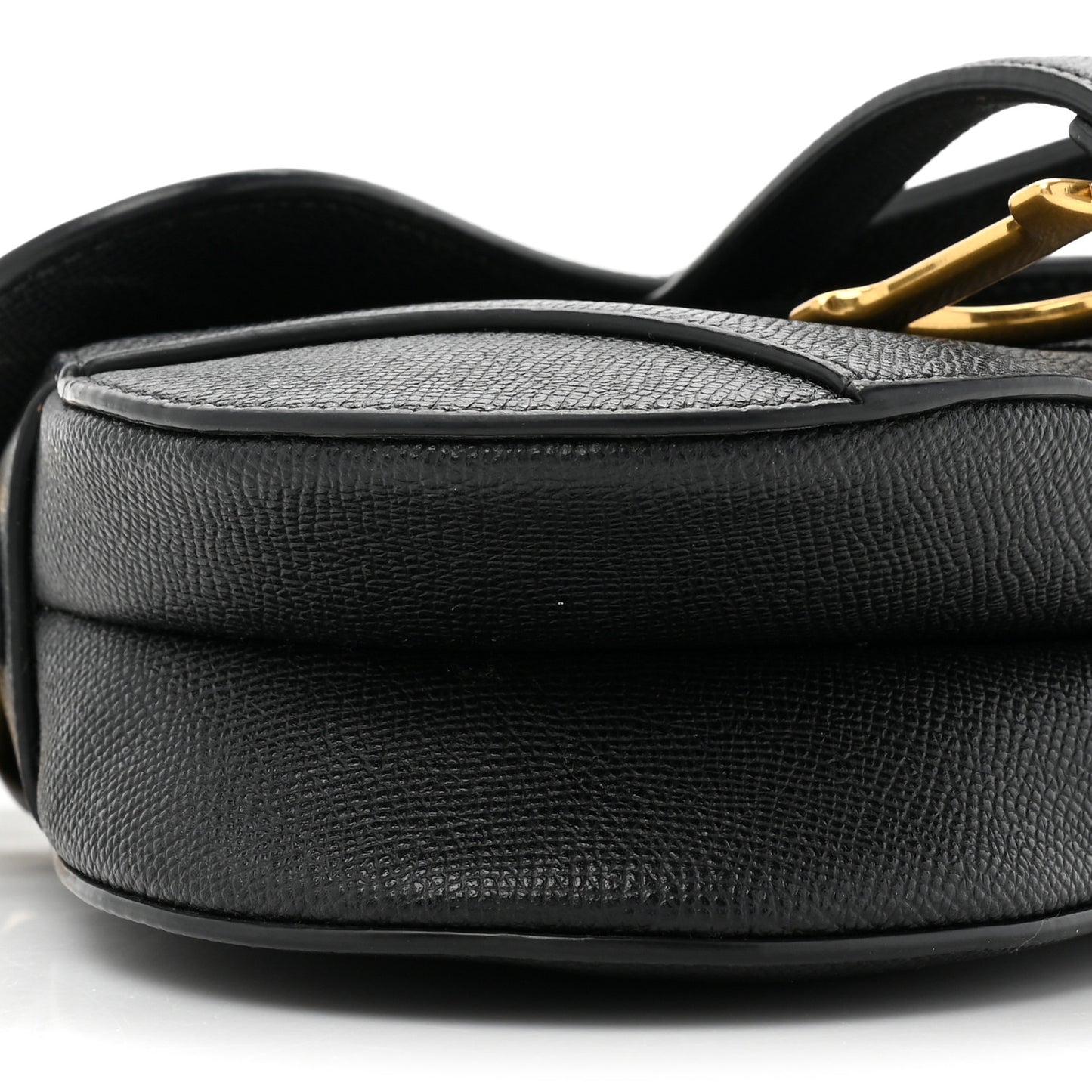 Grained Calfskin Mini Saddle Bag With Strap Black