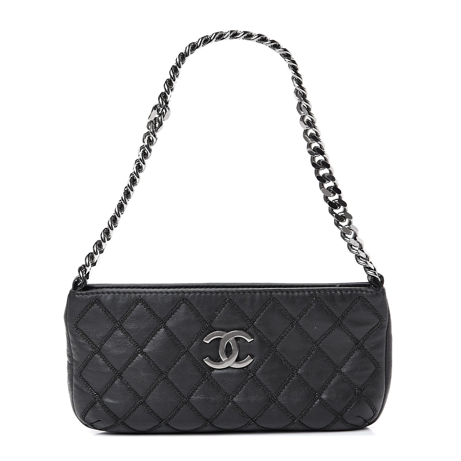 Chanel Lambskin Double Stitched Shoulder Bag Black 1 of 14
