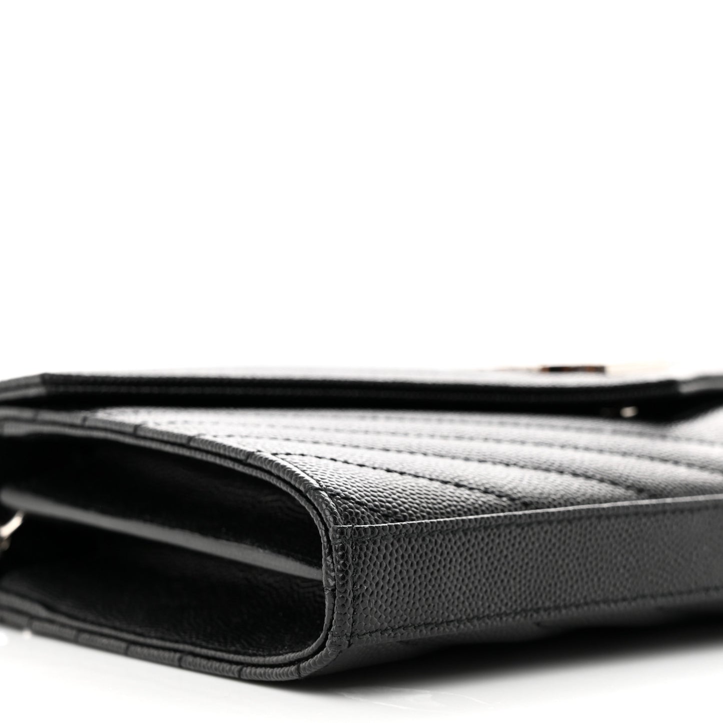 Grain De Poudre Matelasse Chevron Monogram Chain Wallet Black